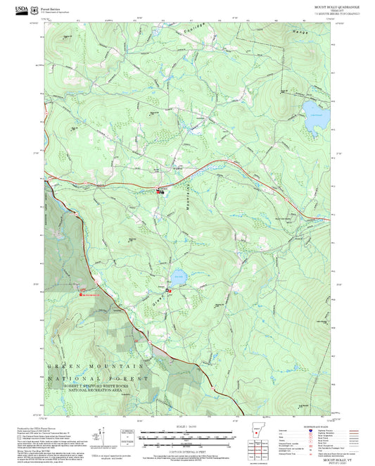 2025 Forest Service Topo Map of Mount Holly Vermont