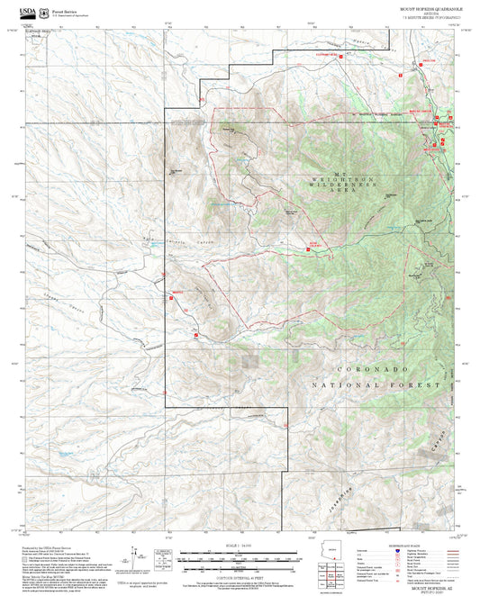 2025 Forest Service Topo Map of Mount Hopkins Arizona