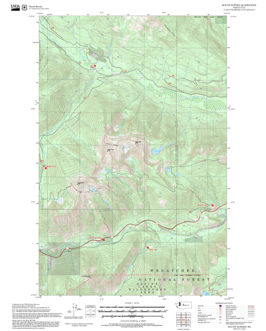 2025 Forest Service Topo Map of Mount Howard Washington