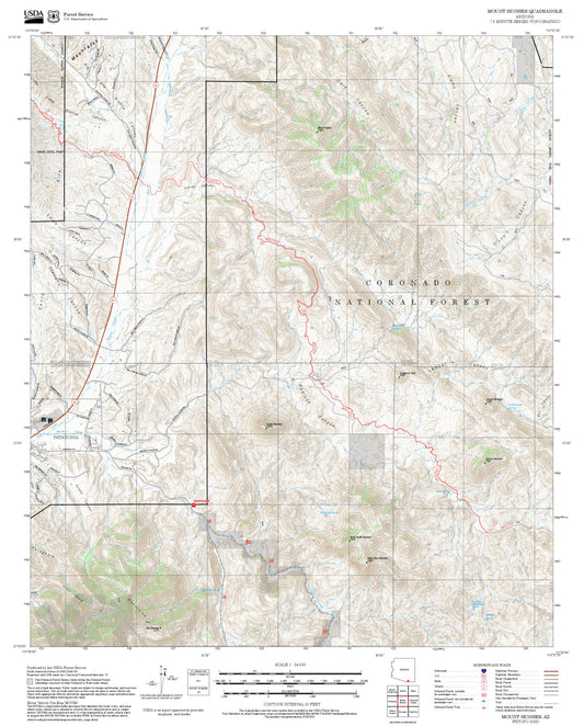 2025 Forest Service Topo Map of Mount Hughes Arizona