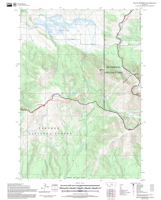 2025 Forest Service Topo Map of Mount Jefferson Montana