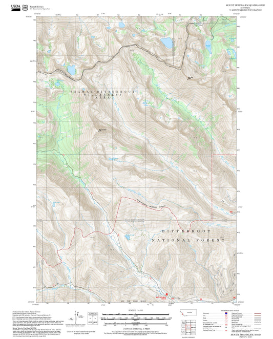 2025 Forest Service Topo Map of Mount Jerusalem Montana