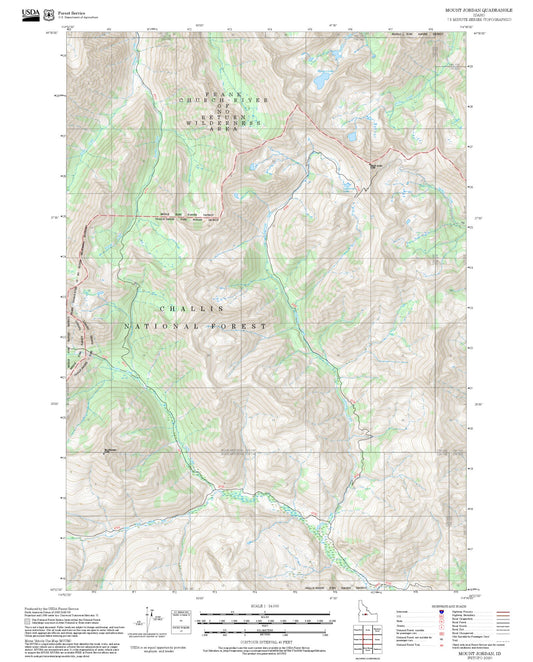 2025 Forest Service Topo Map of Mount Jordan Idaho