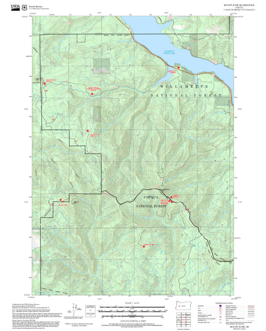 2025 Forest Service Topo Map of Mount June Oregon