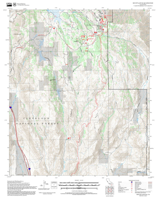 2025 Forest Service Topo Map of Mount Laguna California