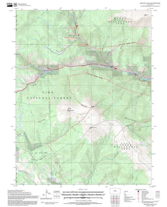 2025 Forest Service Topo Map of Mount Logan Colorado