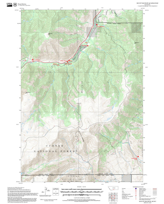 2025 Forest Service Topo Map of Mount Maurice Montana