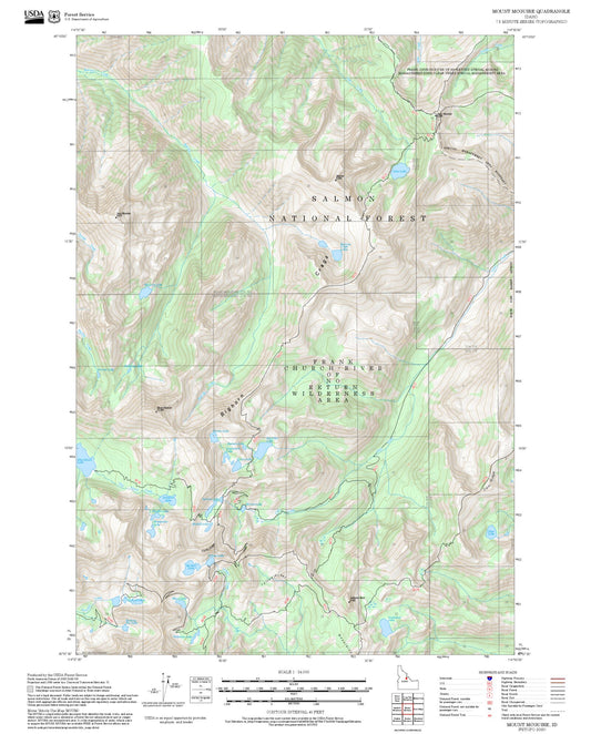 2025 Forest Service Topo Map of Mount McGuire Idaho