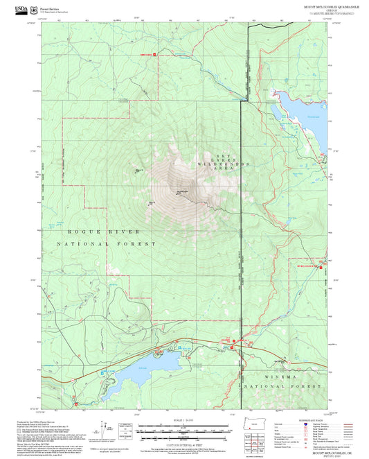 2025 Forest Service Topo Map of Mount McLoughlin Oregon