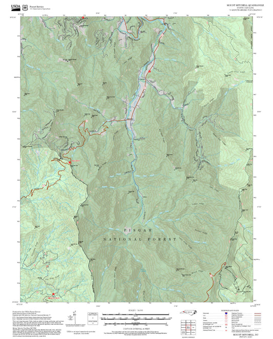 2025 Forest Service Topo Map of Mount Mitchell North Carolina