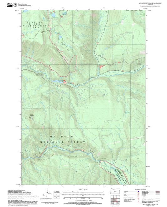2025 Forest Service Topo Map of Mount Mitchell Oregon