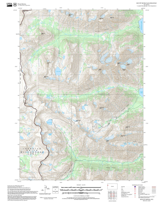 2025 Forest Service Topo Map of Mount Moran Wyoming