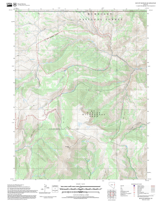 2025 Forest Service Topo Map of Mount Moriah Nevada