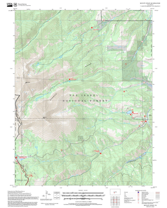 2025 Forest Service Topo Map of Mount Ouray Colorado