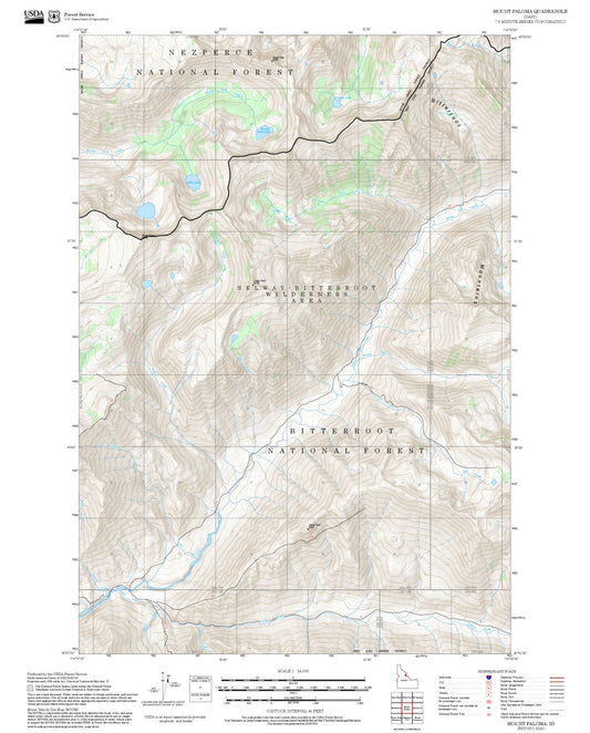 2025 Forest Service Topo Map of Mount Paloma Idaho