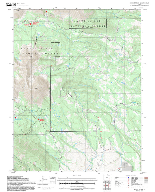 2025 Forest Service Topo Map of Mount Peale Utah