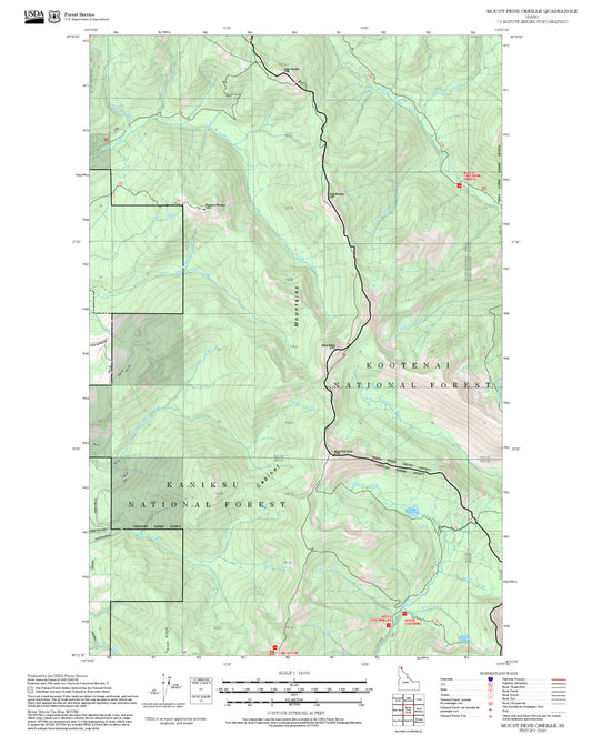 2025 Forest Service Topo Map of Mount Pend Oreille Idaho