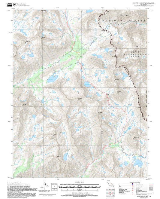 2025 Forest Service Topo Map of Mount Pinchot California