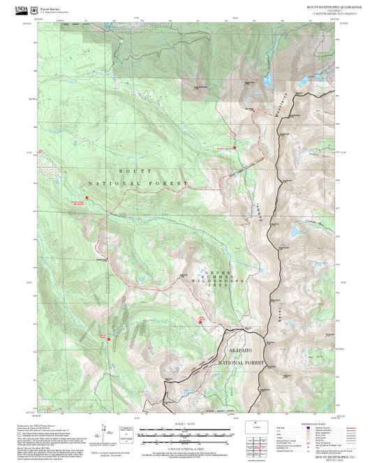2025 Forest Service Topo Map of Mount Richthofen Colorado