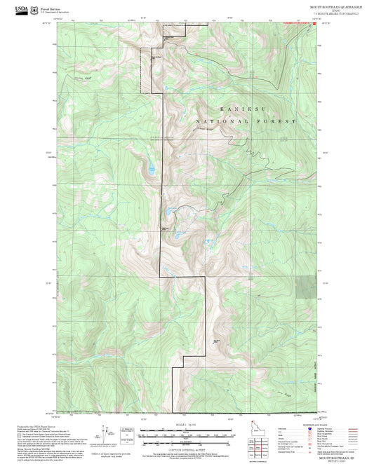 2025 Forest Service Topo Map of Mount Roothaan Idaho