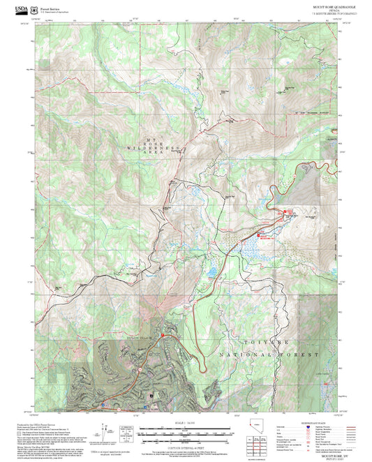 2025 Forest Service Topo Map of Mount Rose Nevada