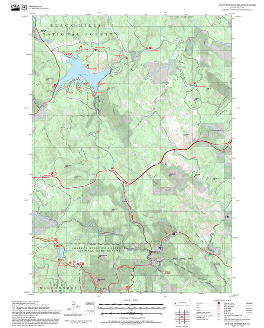 2025 Forest Service Topo Map of Mount Rushmore South Dakota