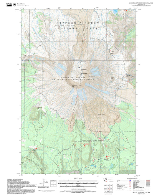 2025 Forest Service Topo Map of Mount Saint Helens Washington