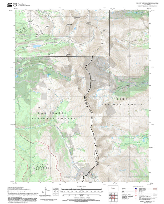 2025 Forest Service Topo Map of Mount Sherman Colorado