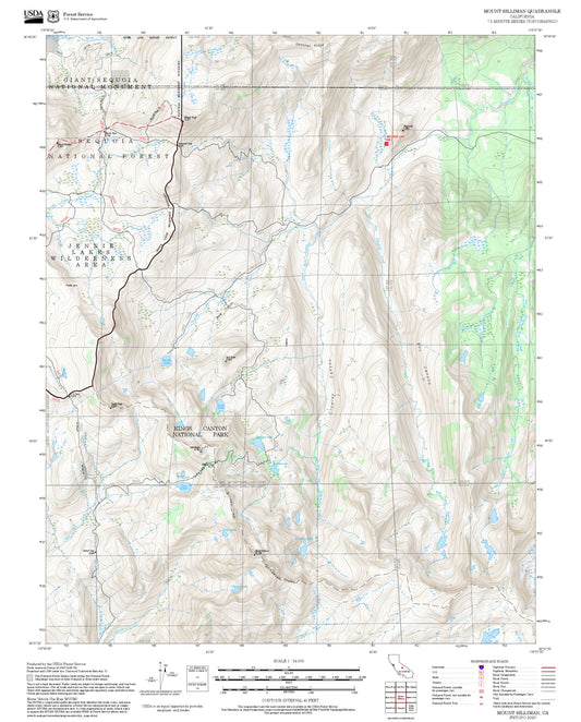 2025 Forest Service Topo Map of Mount Silliman California