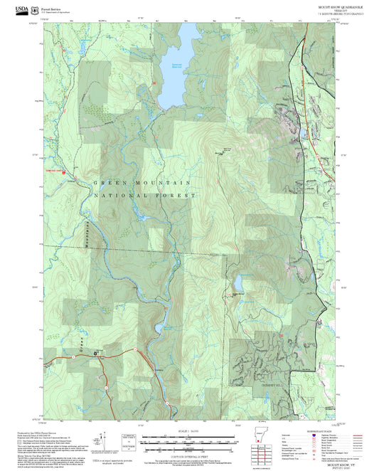2025 Forest Service Topo Map of Mount Snow Vermont
