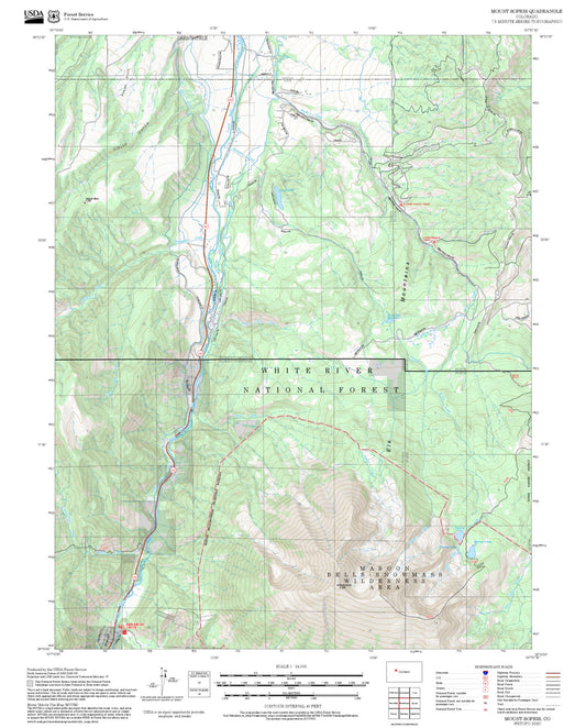 2025 Forest Service Topo Map of Mount Sopris Colorado