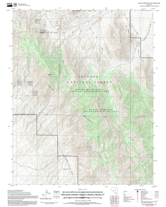 2025 Forest Service Topo Map of Mount Stirling Nevada