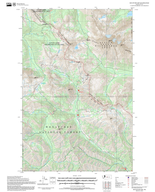 2025 Forest Service Topo Map of Mount Stuart Washington