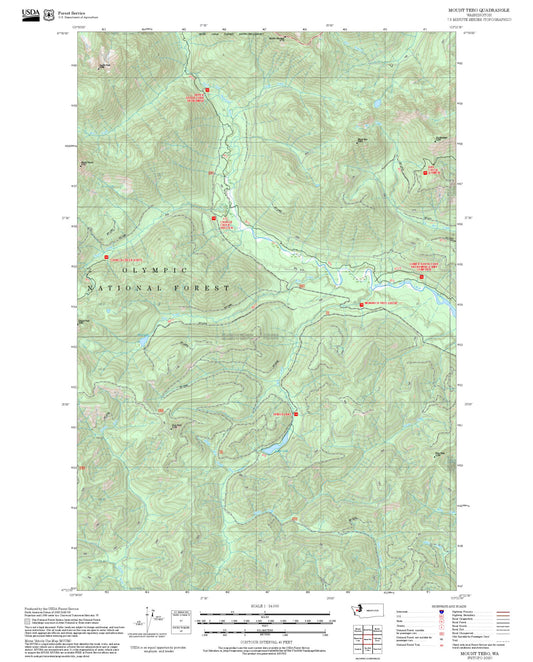 2025 Forest Service Topo Map of Mount Tebo Washington