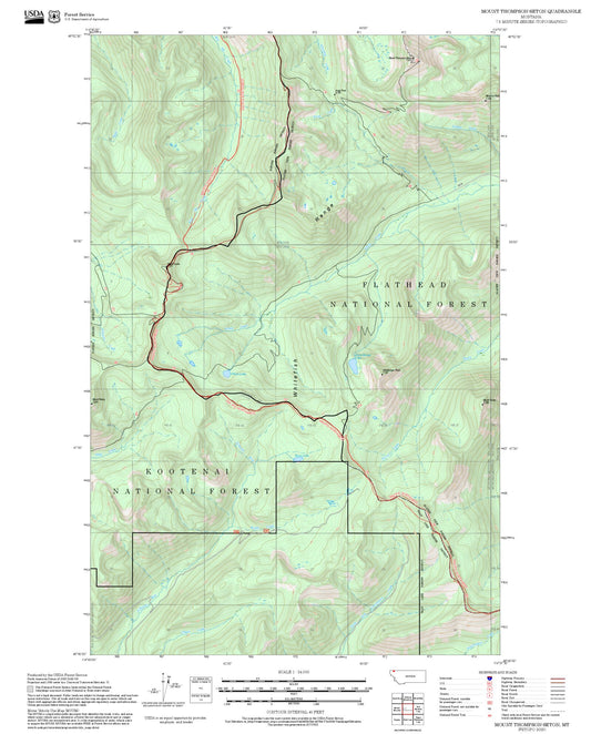 2025 Forest Service Topo Map of Mount Thompson-Seton Montana
