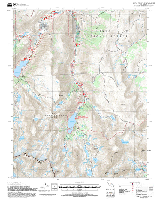 2025 Forest Service Topo Map of Mount Thompson California