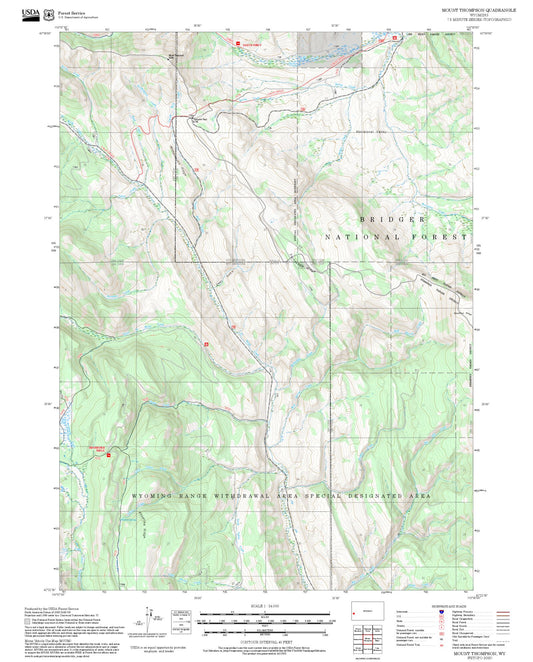 2025 Forest Service Topo Map of Mount Thompson Wyoming
