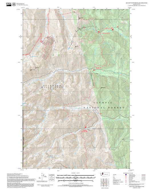 2025 Forest Service Topo Map of Mount Townsend Washington