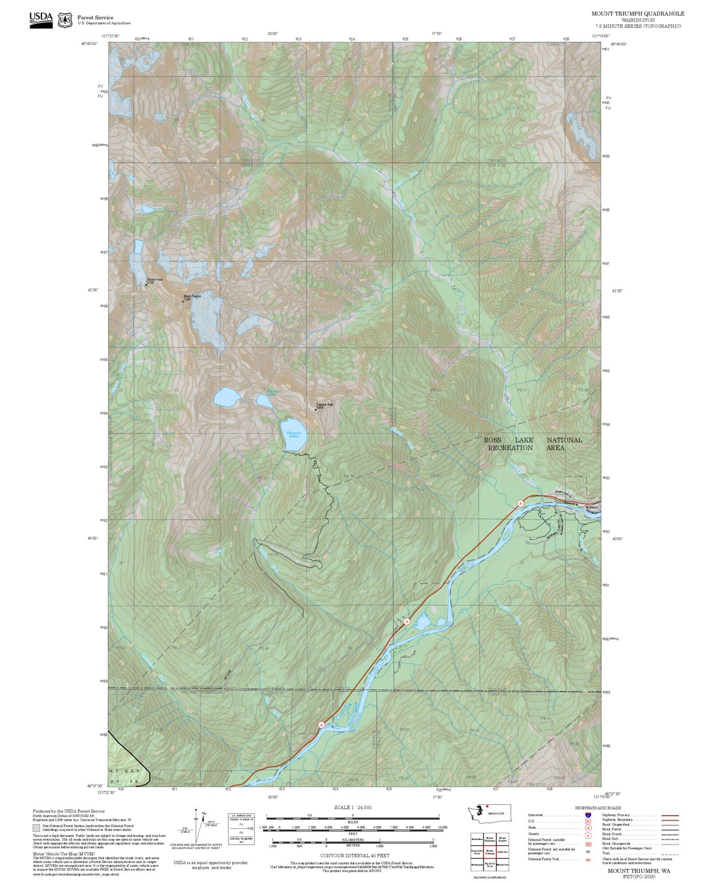 2025 Forest Service Topo Map of Mount Triumph Washington