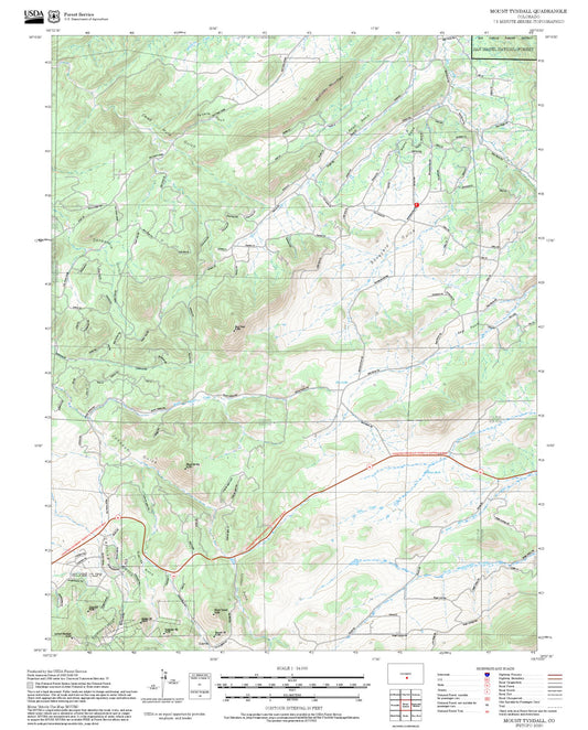 2025 Forest Service Topo Map of Mount Tyndall Colorado