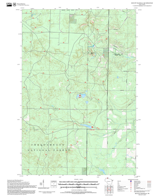 2025 Forest Service Topo Map of Mount Valhalla Wisconsin
