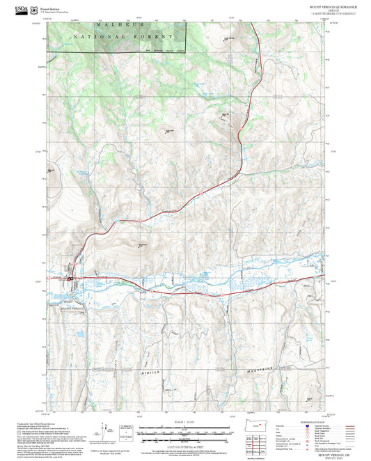 2025 Forest Service Topo Map of Mount Vernon Oregon