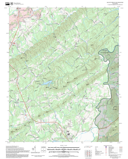 2025 Forest Service Topo Map of Mount Vernon Tennessee