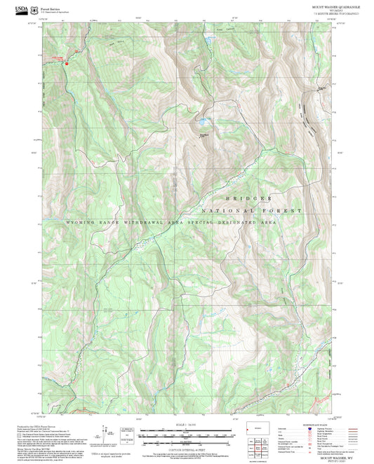 2025 Forest Service Topo Map of Mount Wagner Wyoming