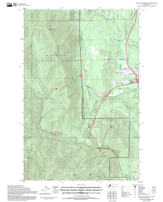 2025 Forest Service Topo Map of Mount Walker Washington