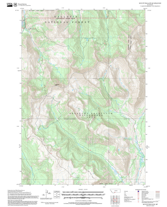 2025 Forest Service Topo Map of Mount Wallace Montana