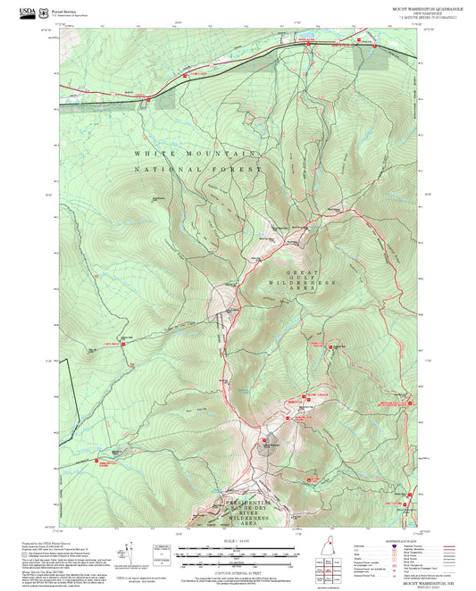 2025 Forest Service Topo Map of Mount Washington New Hampshire