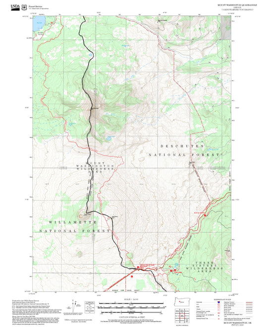 2025 Forest Service Topo Map of Mount Washington Oregon