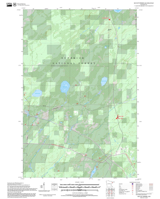 2025 Forest Service Topo Map of Mount Weber Minnesota