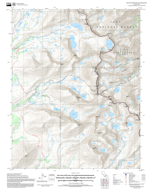 2025 Forest Service Topo Map of Mount Whitney California